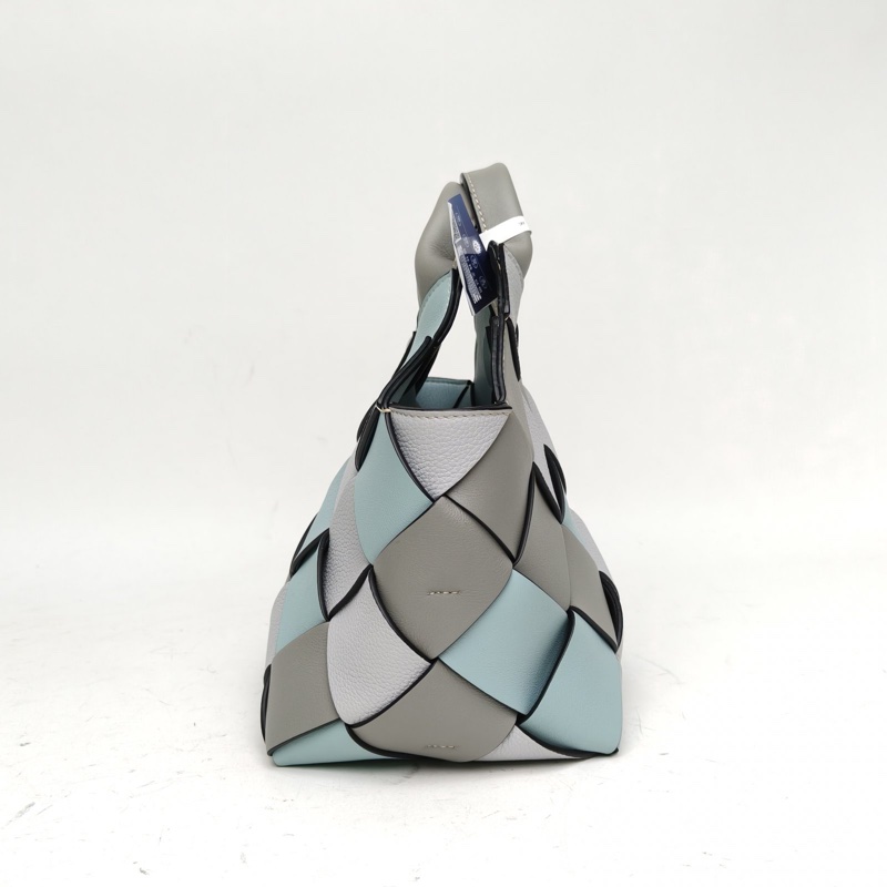 LOEWE 拼色牛皮皮革編織手提basket包-1