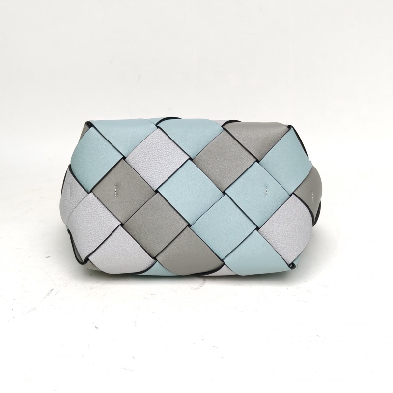 LOEWE 拼色牛皮皮革編織手提basket包-3