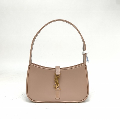 SAINT LAURENT LE5À7HOBO迷你裸粉色牛皮金扣