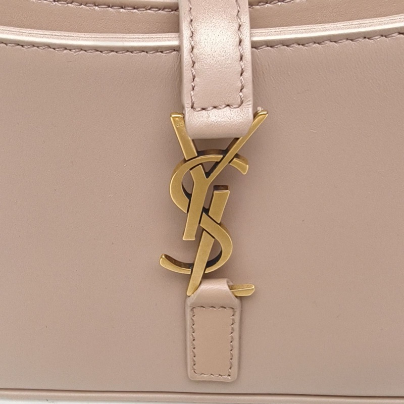 SAINT LAURENT LE5À7HOBO迷你裸粉色牛皮金扣-4