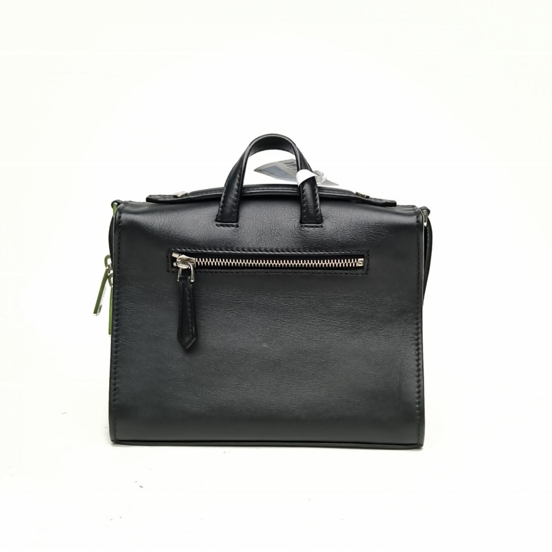 FENDI 黑色牛皮銀扣小怪獸logo手提斜挎包-2