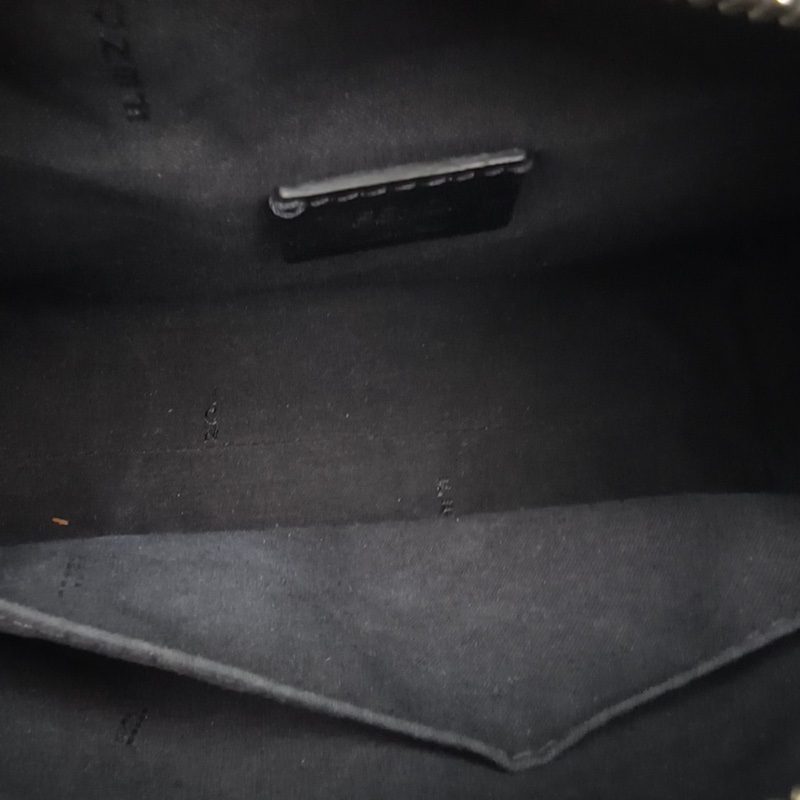 FENDI 黑色牛皮銀扣小怪獸logo手提斜挎包-5