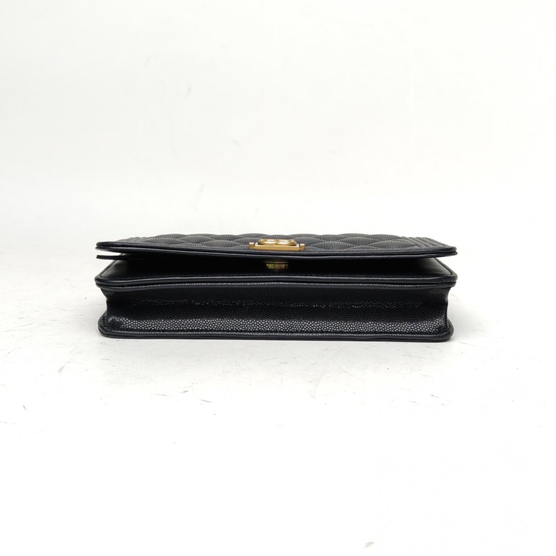 CHANEL 23B手柄款leboy黑色荔枝牛皮晶片金扣-3