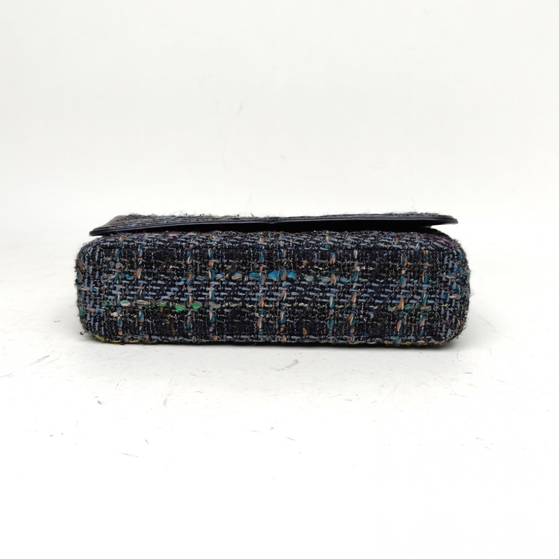 CHANEL 拼色毛呢26開金扣雙C大logo季節款口蓋包中號-3