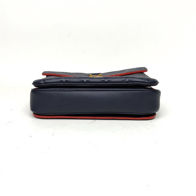 LOUIS VUITTON MetisPochette郵差包藍色牛皮金扣老花壓紋-3