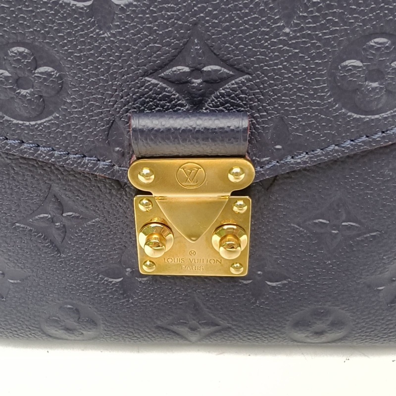 LOUIS VUITTON MetisPochette郵差包藍色牛皮金扣老花壓紋-4