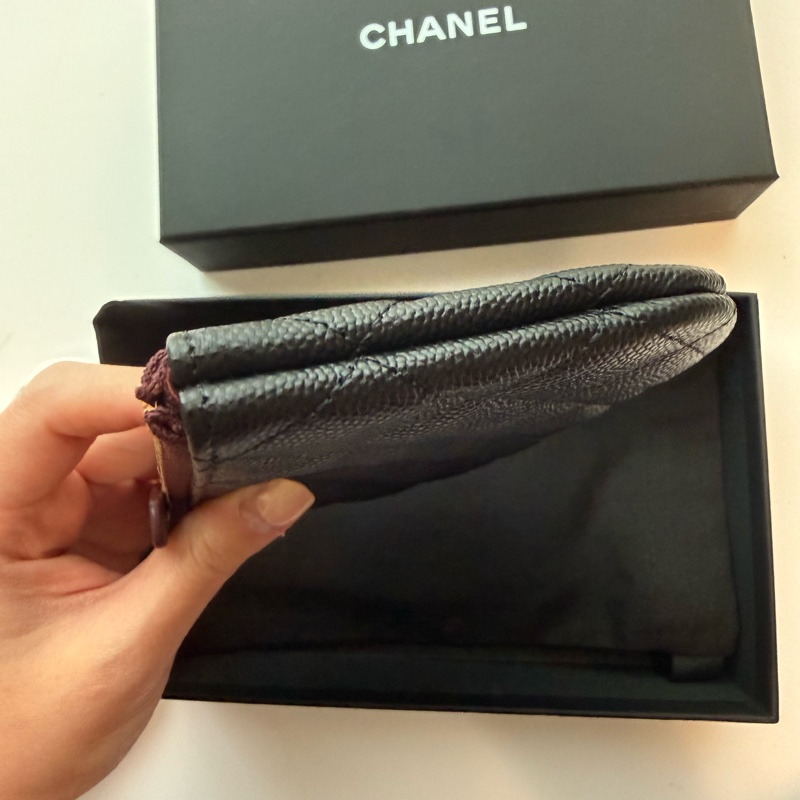 💖Chanel 一字零錢包 黑色金釦荔枝皮💖 全新-2