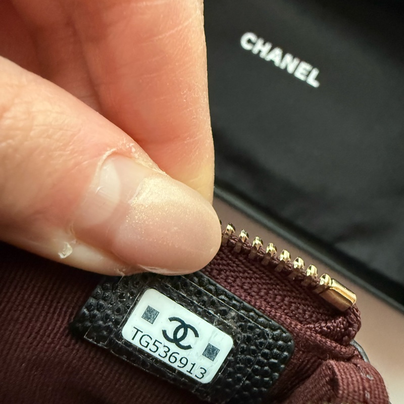 💖Chanel 一字零錢包 黑色金釦荔枝皮💖 全新-5