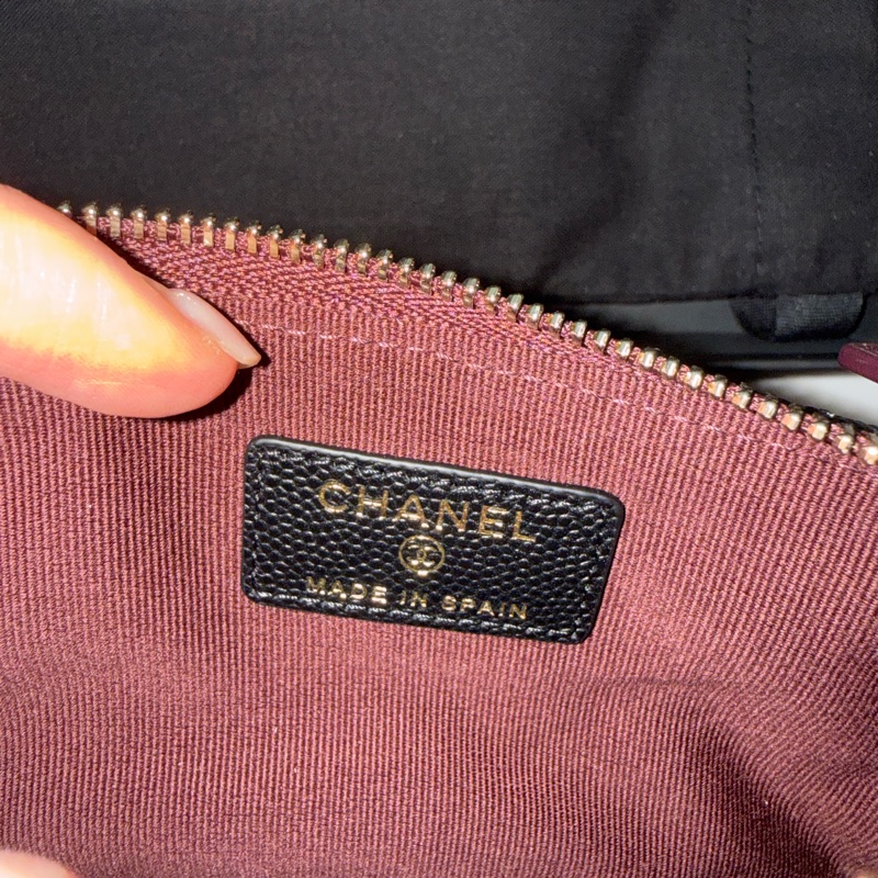 💖Chanel 一字零錢包 黑色金釦荔枝皮💖 全新-6