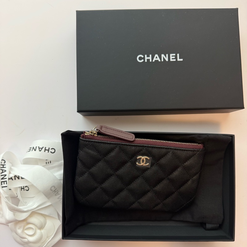💖Chanel 一字零錢包 黑色金釦荔枝皮💖 全新-7