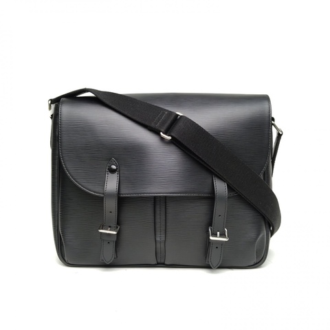 LOUIS VUITTON 黑色EPI水波紋牛皮銀扣郵差包