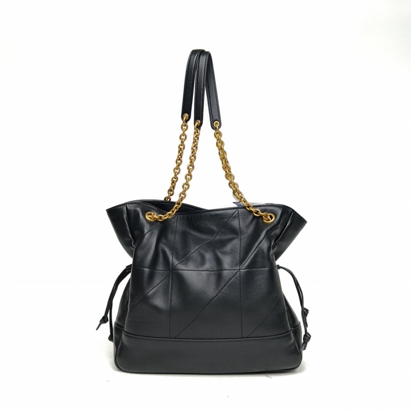 SAINT LAURENT 黑色羊皮金扣Pochon福袋水桶包小號-2