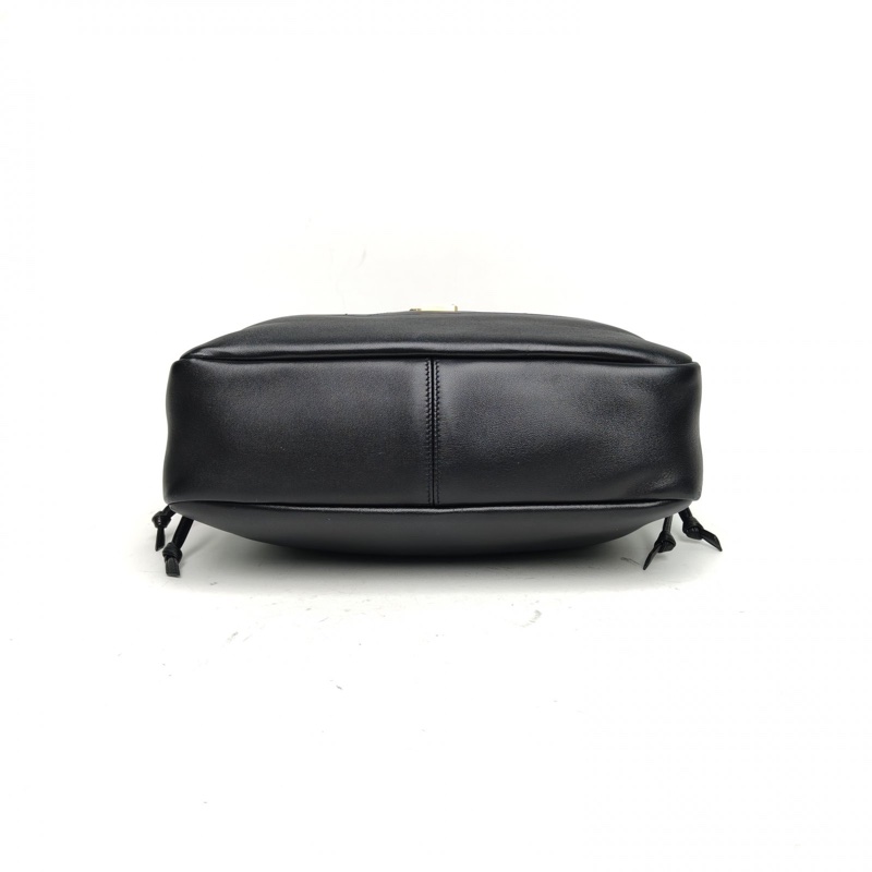 SAINT LAURENT 黑色羊皮金扣Pochon福袋水桶包小號-3