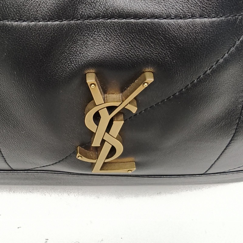 SAINT LAURENT 黑色羊皮金扣Pochon福袋水桶包小號-4