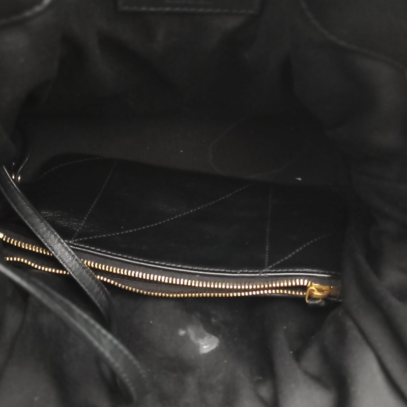 SAINT LAURENT 黑色羊皮金扣Pochon福袋水桶包小號-5