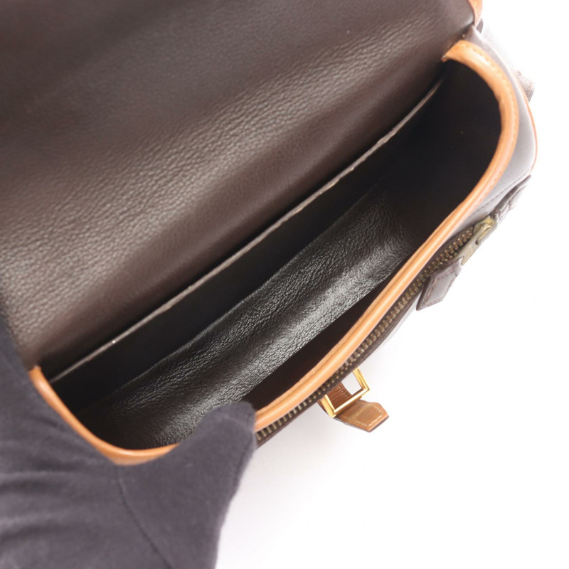 愛馬仕 Balle de Golf 棕色真皮單肩斜背包,金色五金,二手女款-2