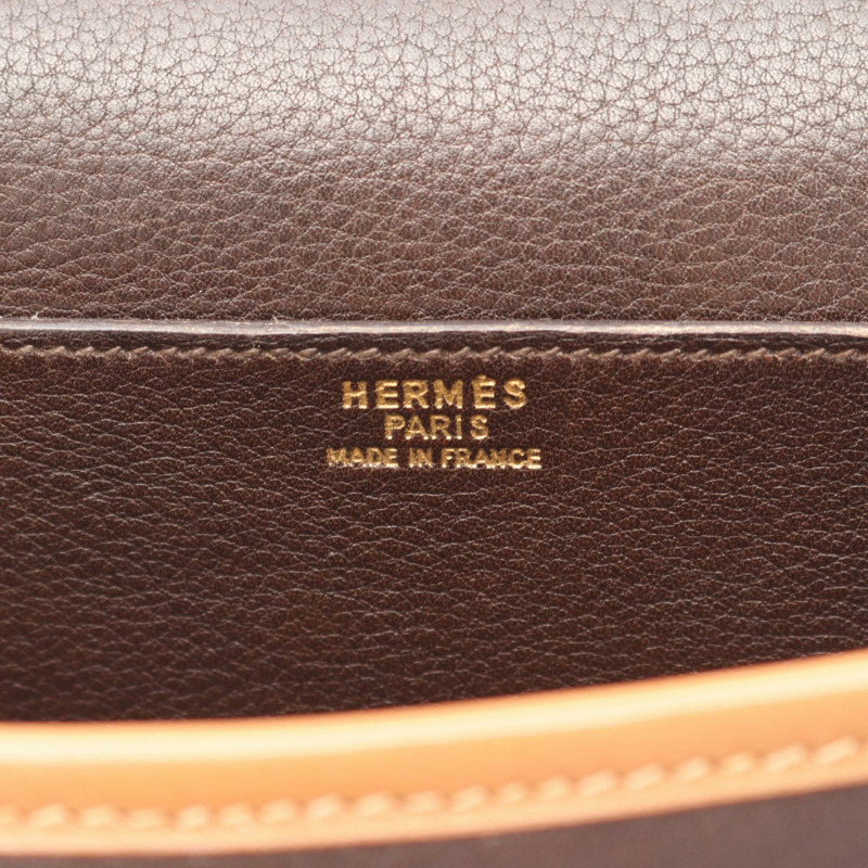 愛馬仕 Balle de Golf 棕色真皮單肩斜背包,金色五金,二手女款-3