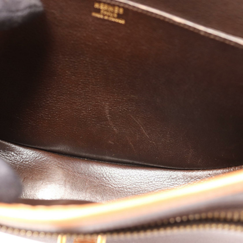 愛馬仕 Balle de Golf 棕色真皮單肩斜背包,金色五金,二手女款-6