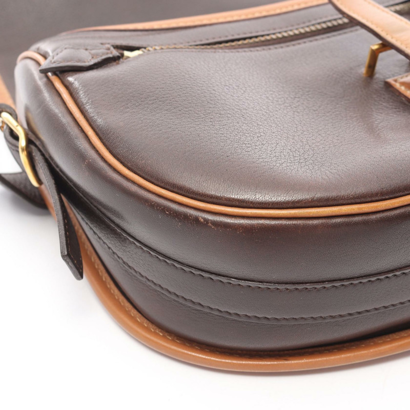 愛馬仕 Balle de Golf 棕色真皮單肩斜背包,金色五金,二手女款-8