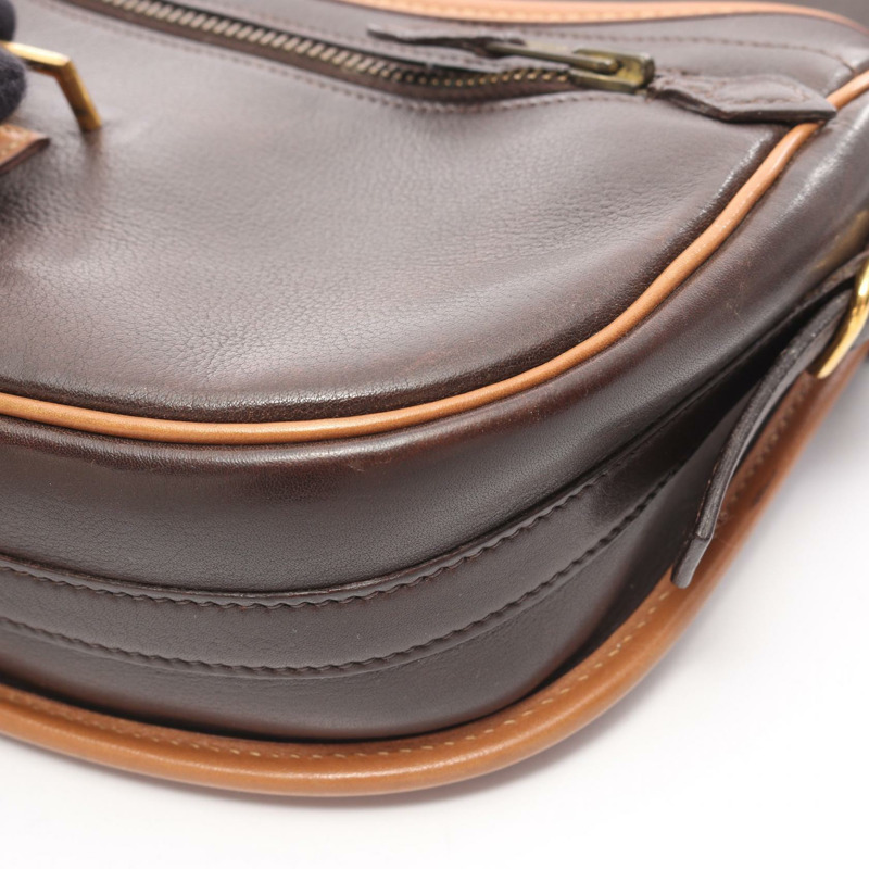 愛馬仕 Balle de Golf 棕色真皮單肩斜背包,金色五金,二手女款-9