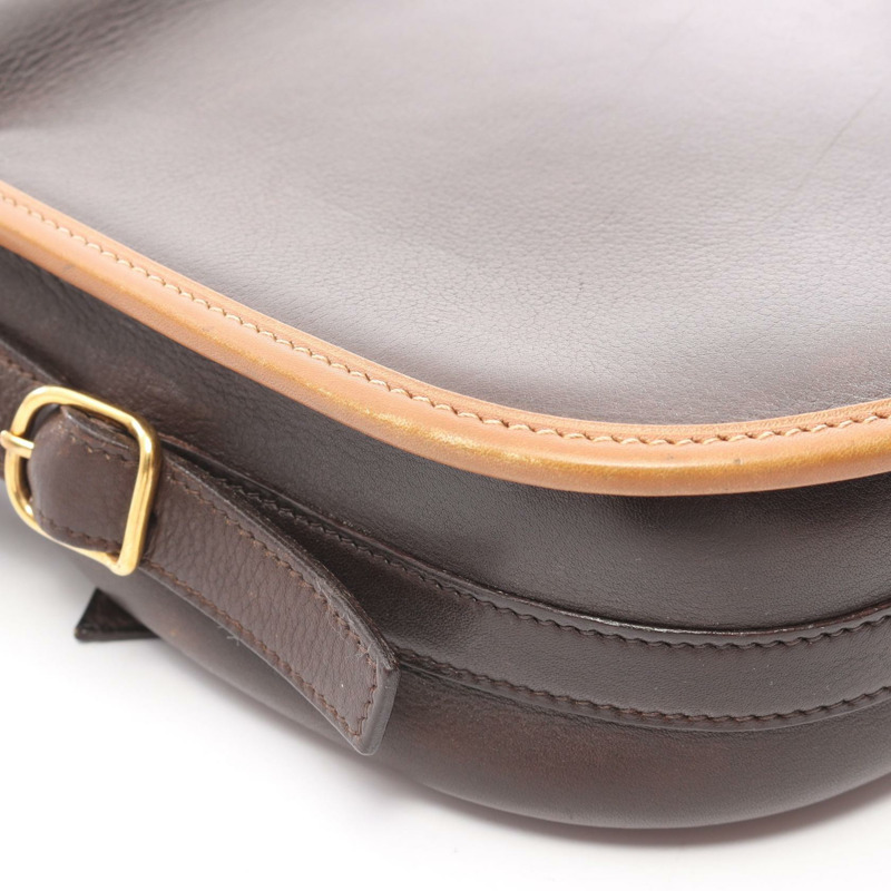 愛馬仕 Balle de Golf 棕色真皮單肩斜背包,金色五金,二手女款-11