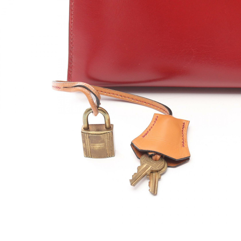 愛馬仕 Kelly 32 三色手提包,Box 小牛皮,霞慕尼色,胭脂紅,金色五金,二手-5