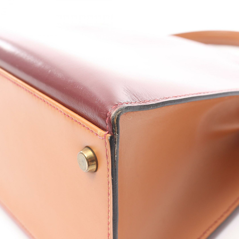 愛馬仕 Kelly 32 三色手提包,Box 小牛皮,霞慕尼色,胭脂紅,金色五金,二手-12