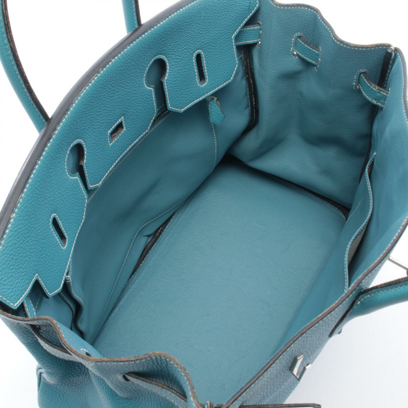 愛馬仕 Birkin 35 手提包,H Togo 皮革,藍色牛仔布,二手,女士,帶五金配件-2