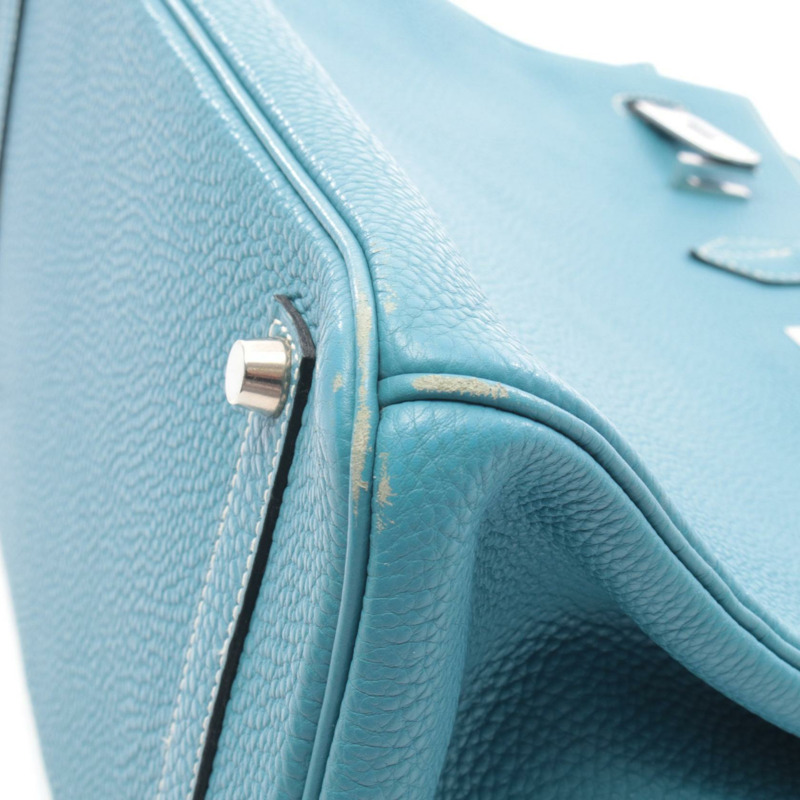 愛馬仕 Birkin 35 手提包,H Togo 皮革,藍色牛仔布,二手,女士,帶五金配件-11