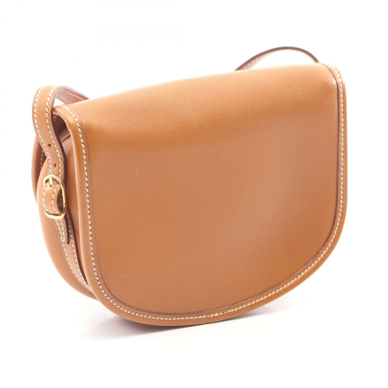 HERMES Balle de Golf 迷你肩斜背包 Gulliver 皮革 金色 GHW-1