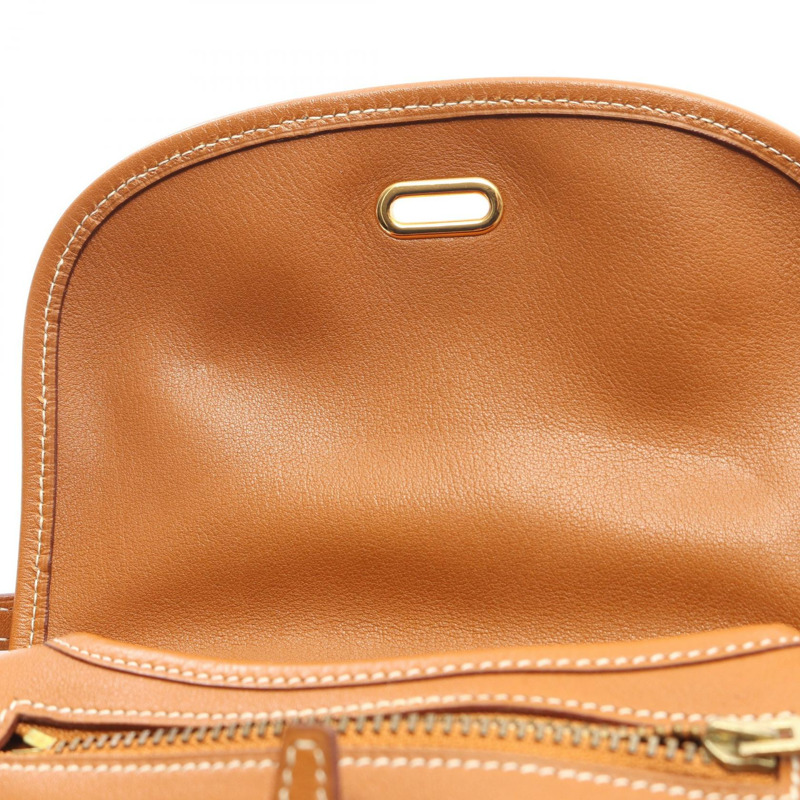 HERMES Balle de Golf 迷你肩斜背包 Gulliver 皮革 金色 GHW-4