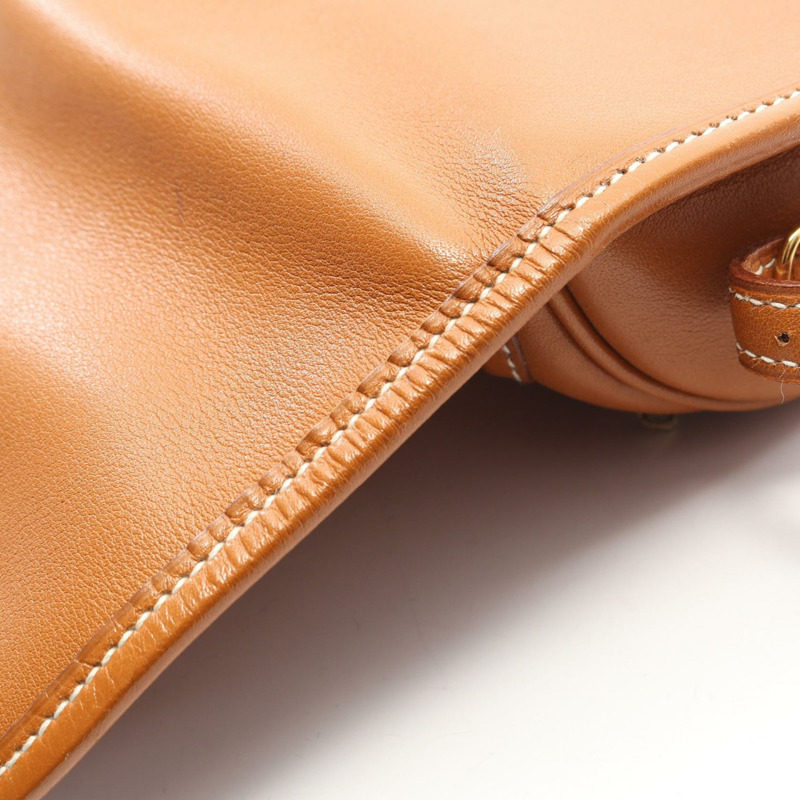 HERMES Balle de Golf 迷你肩斜背包 Gulliver 皮革 金色 GHW-5