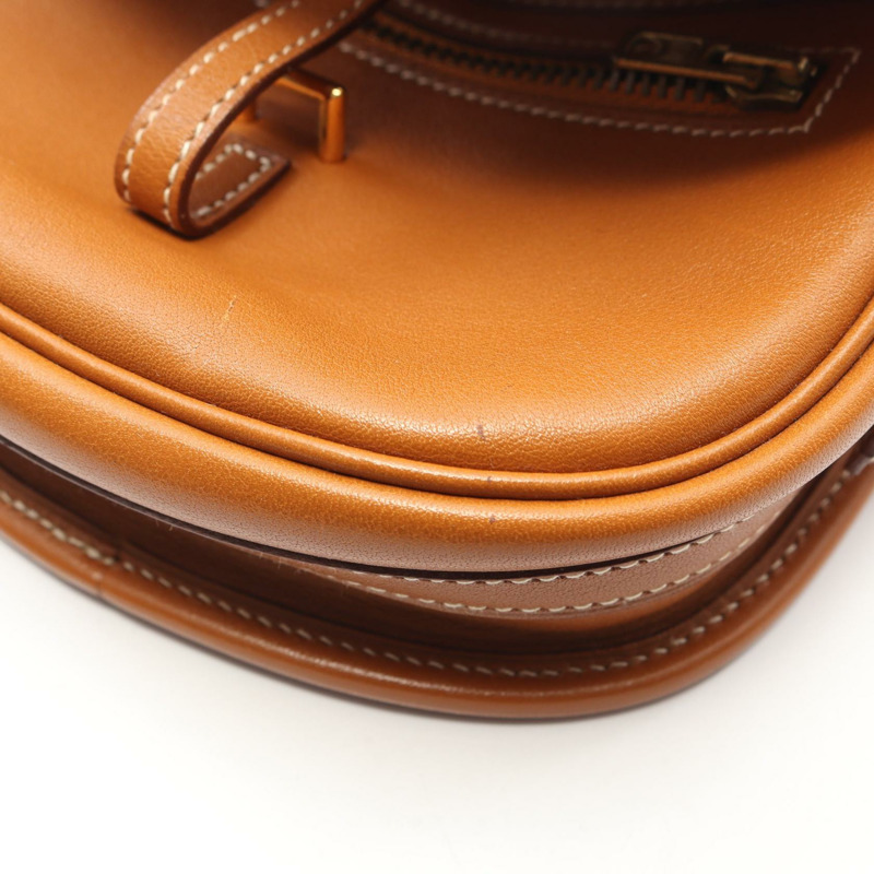 HERMES Balle de Golf 迷你肩斜背包 Gulliver 皮革 金色 GHW-7