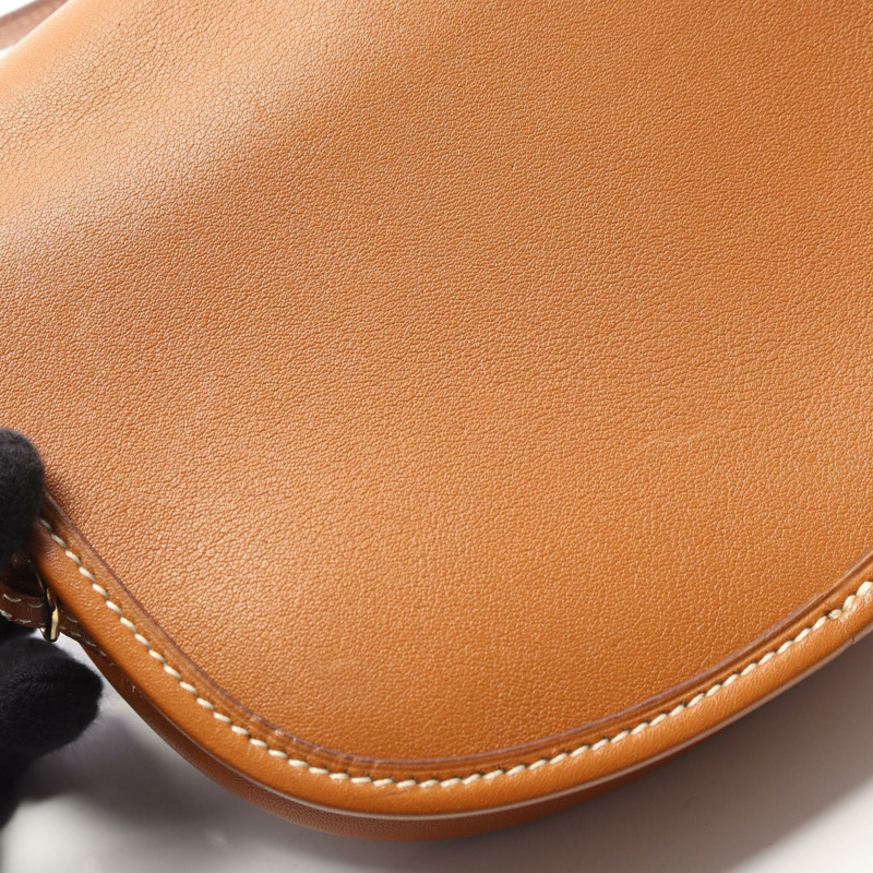 HERMES Balle de Golf 迷你肩斜背包 Gulliver 皮革 金色 GHW-8