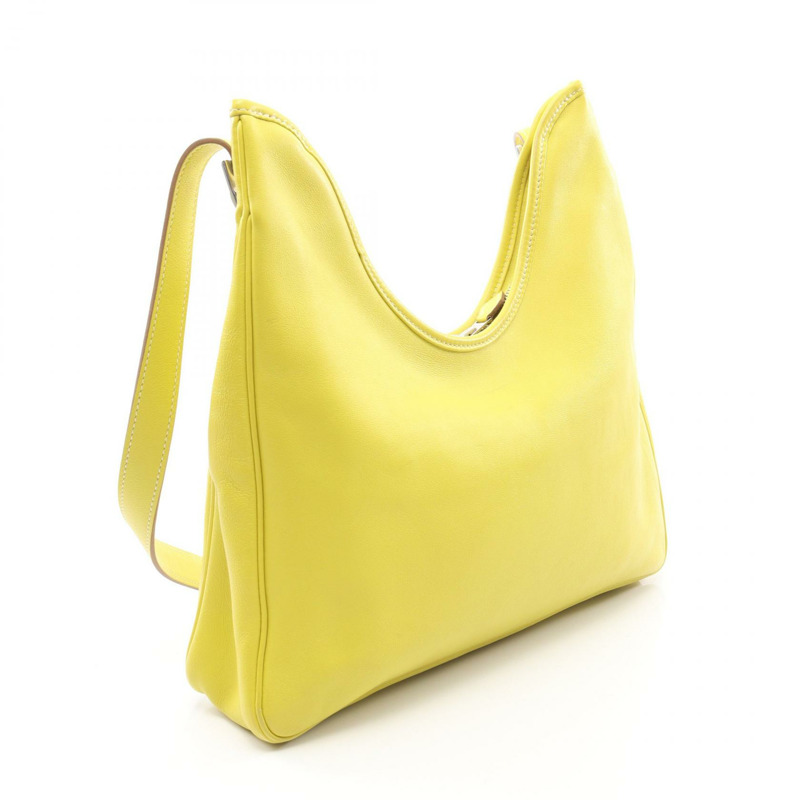 愛馬仕 Masai Cut 32 單肩包,O Swift 皮革,亮黃色,二手,女士款,帶有五金配件-1