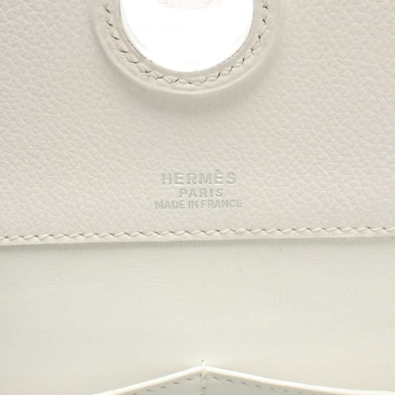 愛馬仕 Darvi MM 手提包,粒面皮革,白色,二手,女士款,C SHW-3