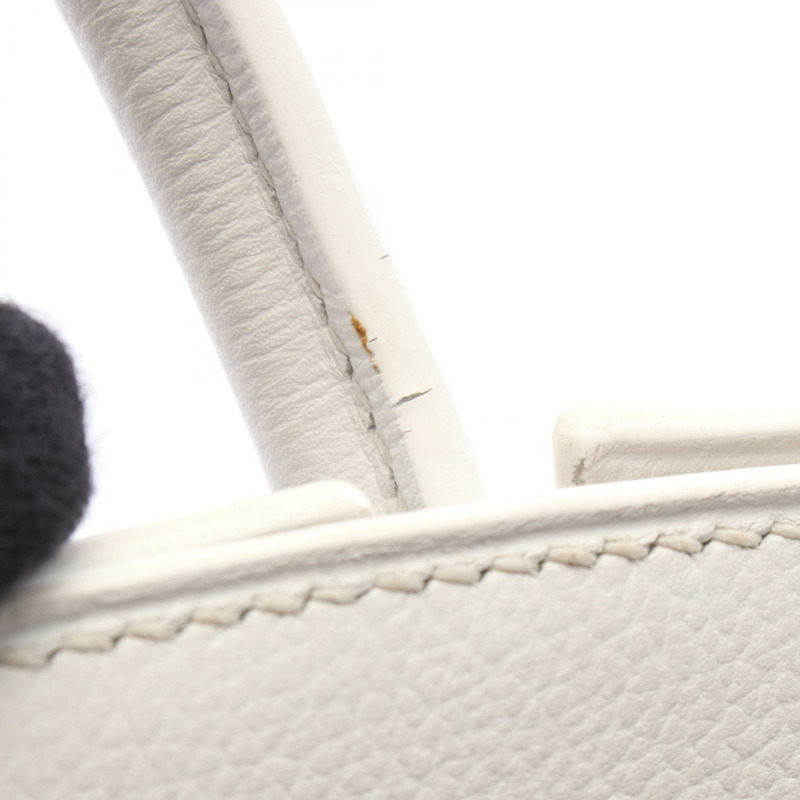 愛馬仕 Darvi MM 手提包,粒面皮革,白色,二手,女士款,C SHW-6