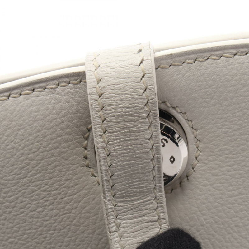 愛馬仕 Darvi MM 手提包,粒面皮革,白色,二手,女士款,C SHW-7