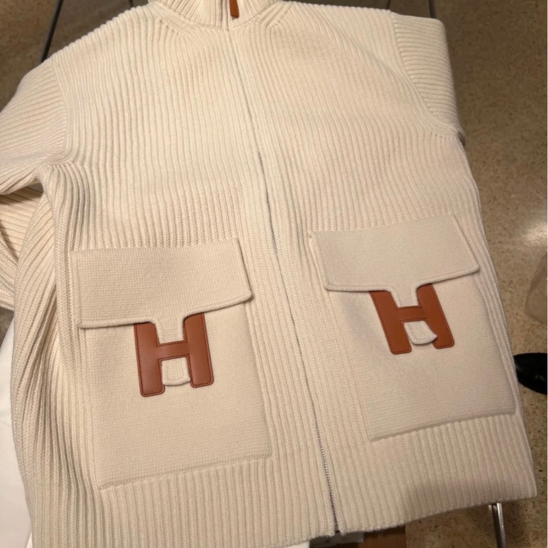💖Hermes 羊毛 針織 外套 翻蓋口袋H💖 38號 熱門爆款 全新-0