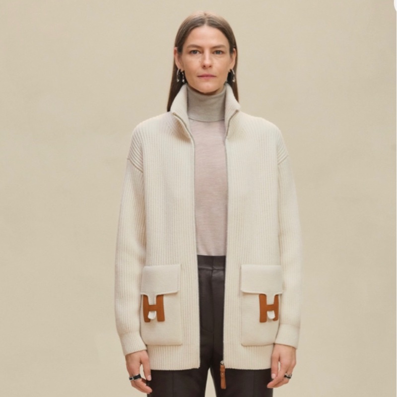 💖Hermes 羊毛 針織 外套 翻蓋口袋H💖 38號 熱門爆款 全新-4