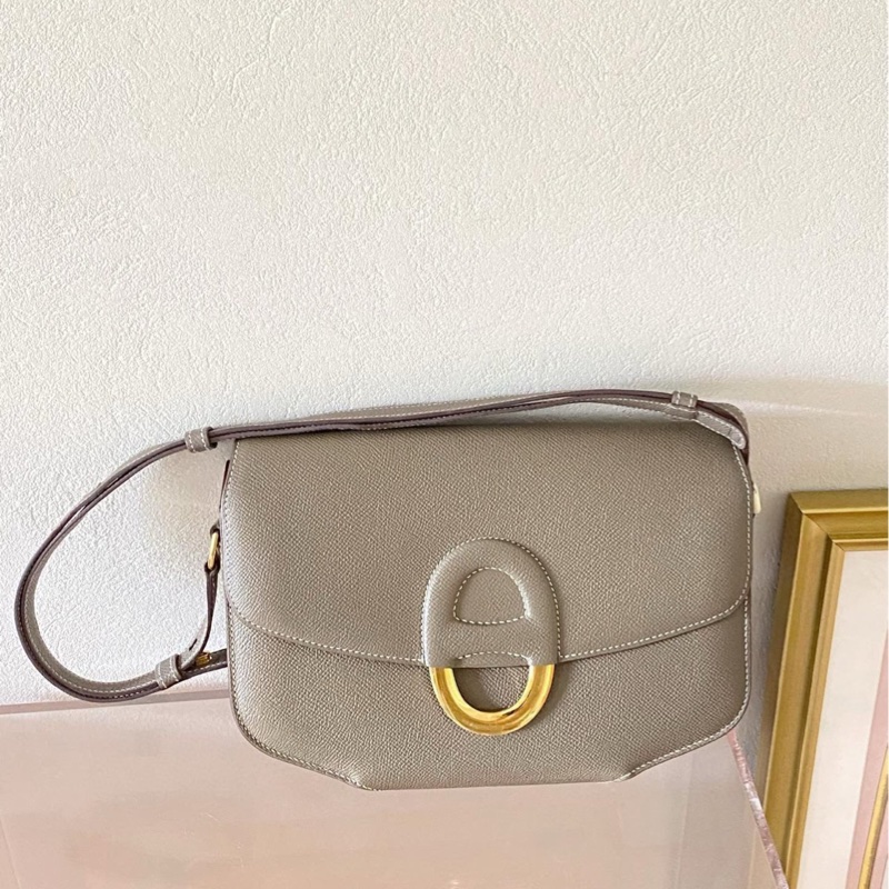 Hermès愛馬仕肩背斜挎包 midi-cherche25 中號 大象灰金扣 Epsom皮 肩帶可調節-0