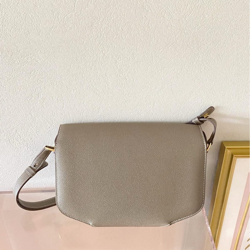 Hermès愛馬仕肩背斜挎包 midi-cherche25 中號 大象灰金扣 Epsom皮 肩帶可調節-1