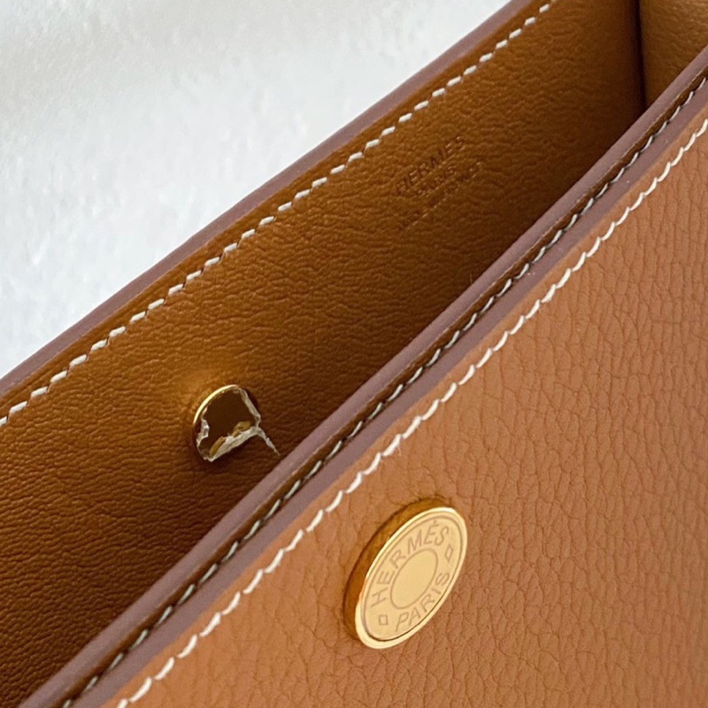 99新Hermès愛馬仕小眾款斜挎包Perspect 歪歪包 金棕金扣 U刻 五金膜在-3