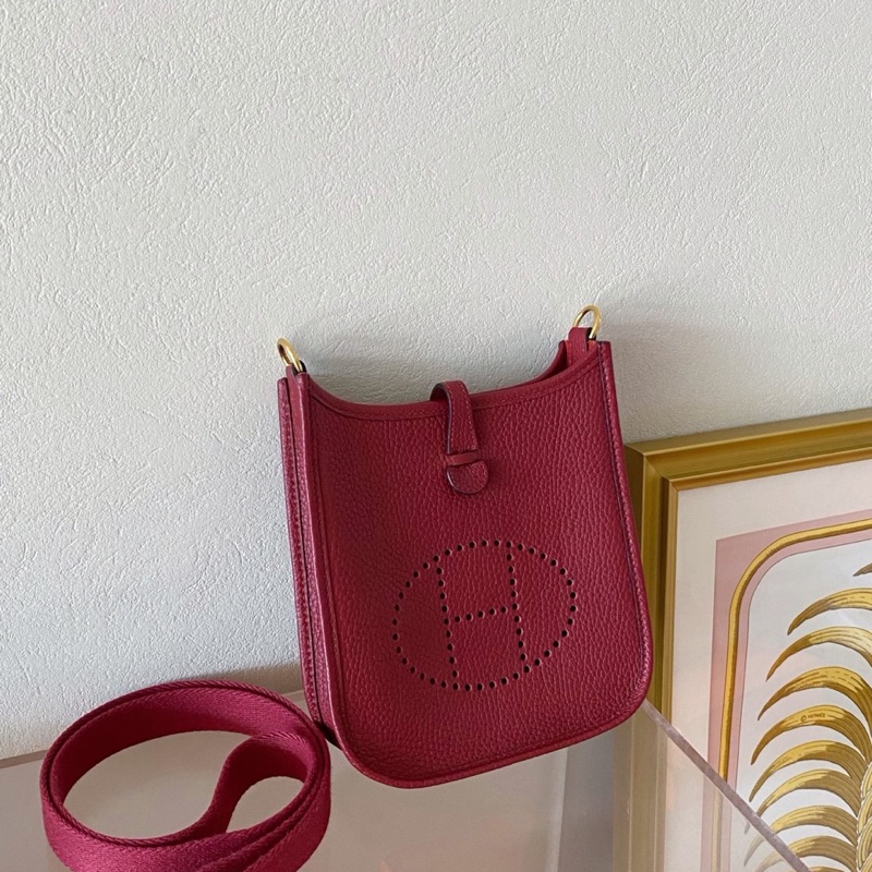 99新 Hermès 愛馬仕evelyne mini 石榴紅金扣 Y刻 無附件-1