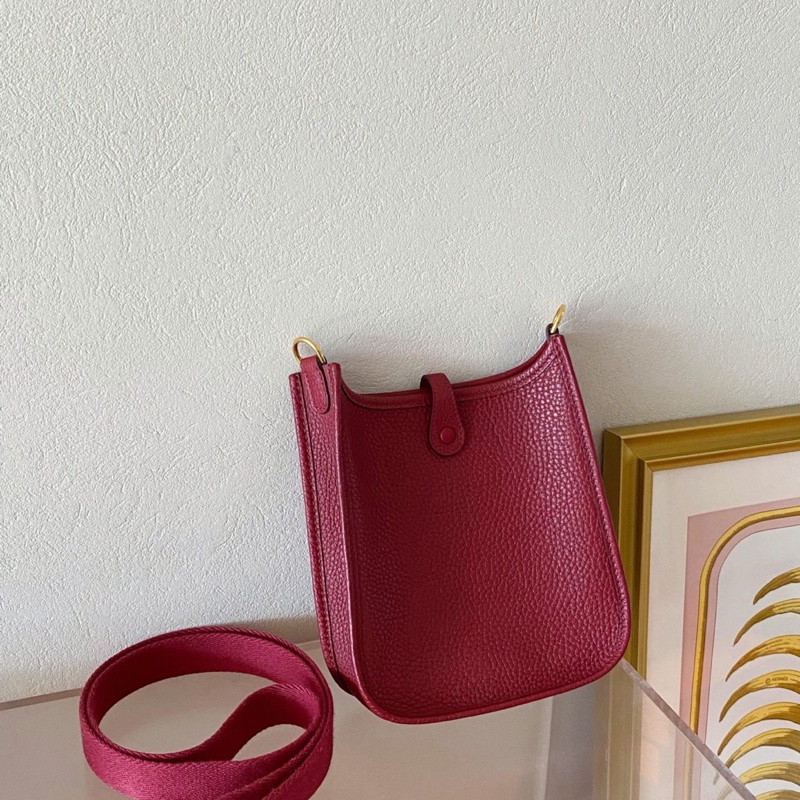 99新 Hermès 愛馬仕evelyne mini 石榴紅金扣 Y刻 無附件-2