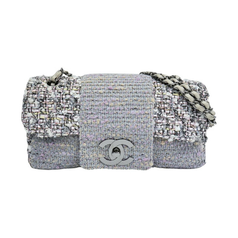 紫色 毛呢編織 COCO 25 鍊帶 肩背包 (無卡)【CHANEL 香奈兒】