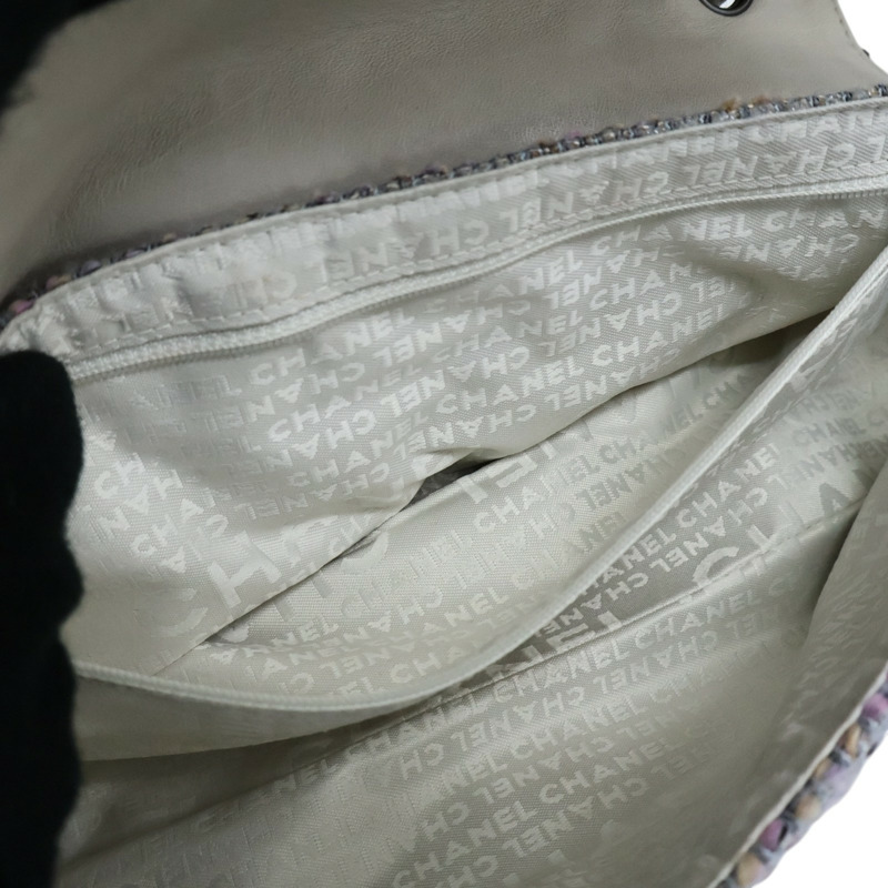 紫色 毛呢編織 COCO 25 鍊帶 肩背包 (無卡)【CHANEL 香奈兒】-5