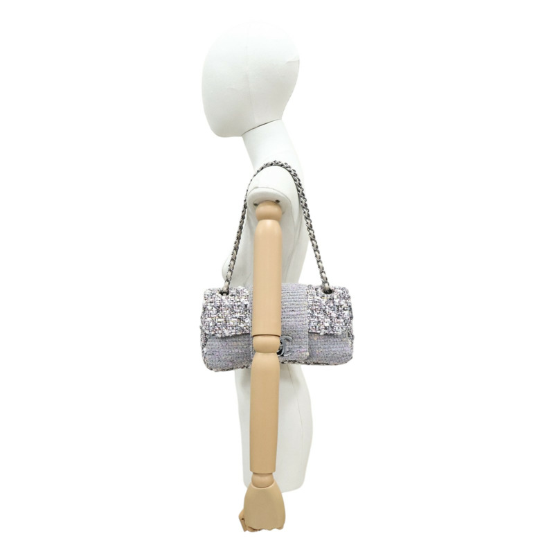 紫色 毛呢編織 COCO 25 鍊帶 肩背包 (無卡)【CHANEL 香奈兒】-8