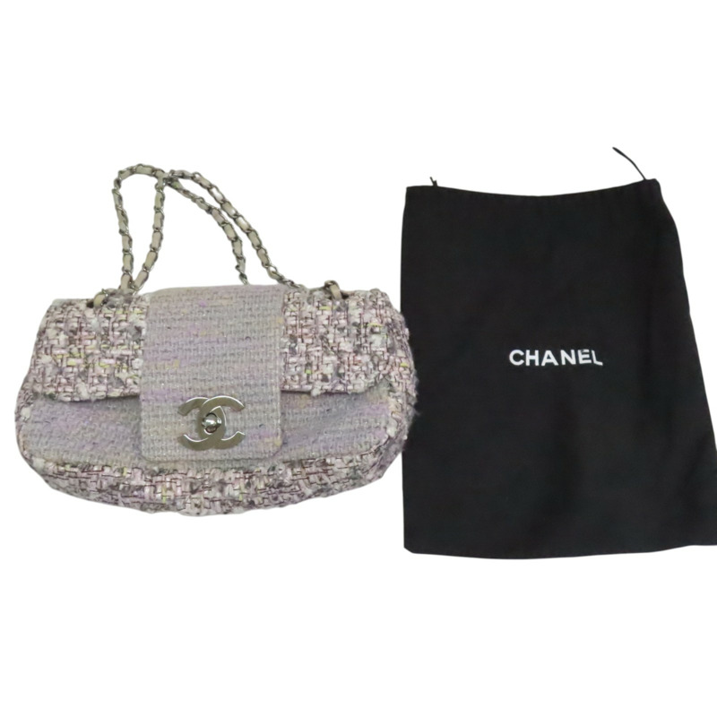 紫色 毛呢編織 COCO 25 鍊帶 肩背包 (無卡)【CHANEL 香奈兒】-9