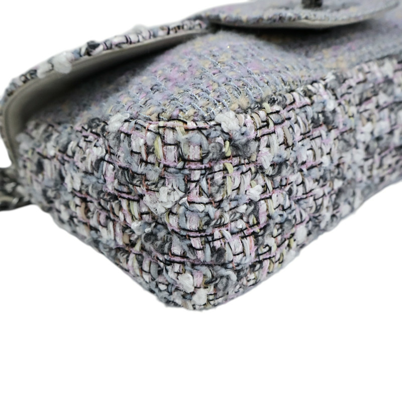 紫色 毛呢編織 COCO 25 鍊帶 肩背包 (無卡)【CHANEL 香奈兒】-11